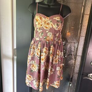 BOG Collective Dress Women Medium Smocked Pockets Spring Floral Boho Cottagecore
